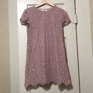 Blush lace shift dress